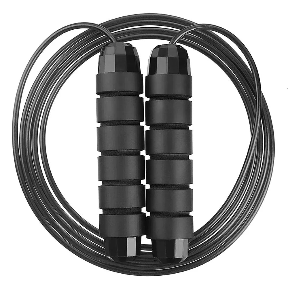 Corde à sauter réglable – Câble noir anti-emmêlement avec poignées ergonomiques résistantes à la sueur – Entraînement cardio et agilité pour la salle de sport à domicile
