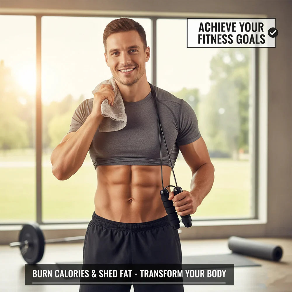 Corde à sauter réglable – Câble noir anti-emmêlement avec poignées ergonomiques résistantes à la sueur – Entraînement cardio et agilité pour la salle de sport à domicile