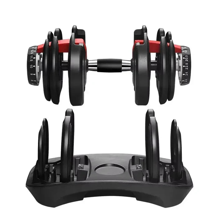 Haltère réglable 40 kg (17-en-1) avec cadran intelligent | Ensemble de musculation tout-en-un pour la maison | Conception robuste et peu encombrante | Banc et support en option pour hommes et femmes