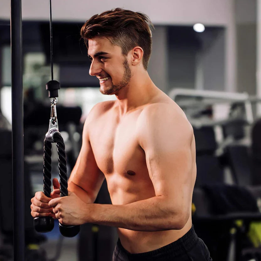 Accessoires pour machines à câble – Poignées en acier et recouvertes de caoutchouc, barres multi-prises et sangles de cheville pour un entraînement complet du corps – Idéal pour les salles de sport à domicile