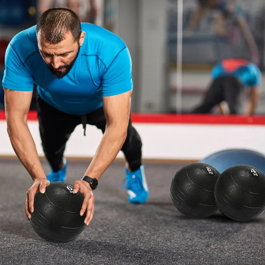 Slam Balls – Balles lestées texturées en caoutchouc sans rebond pour le renforcement de la sangle abdominale, la musculation et le conditionnement physique | 3KG–25KG | Options à l'unité et en set