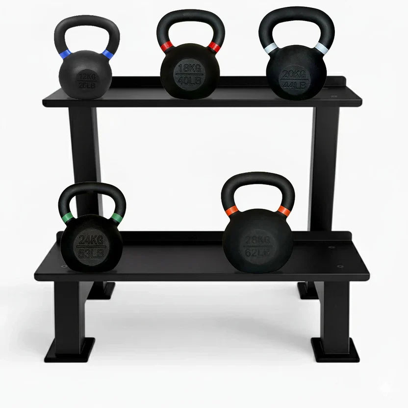 Ensemble de kettlebells en fonte – Fer massif, revêtement antirouille, prise ergonomique – Entraînement complet du corps pour la force et la puissance – Idéal pour les salles de sport à domicile