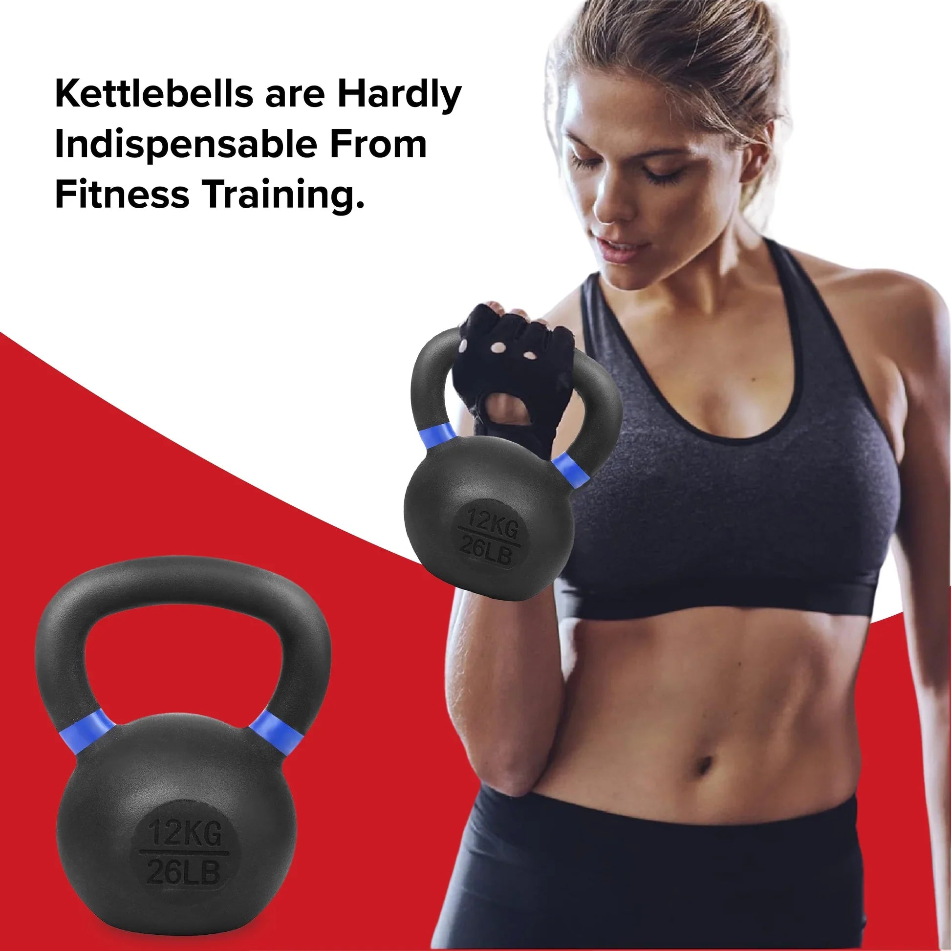 Ensemble de kettlebells en fonte – Fer massif, revêtement antirouille, prise ergonomique – Entraînement complet du corps pour la force et la puissance – Idéal pour les salles de sport à domicile