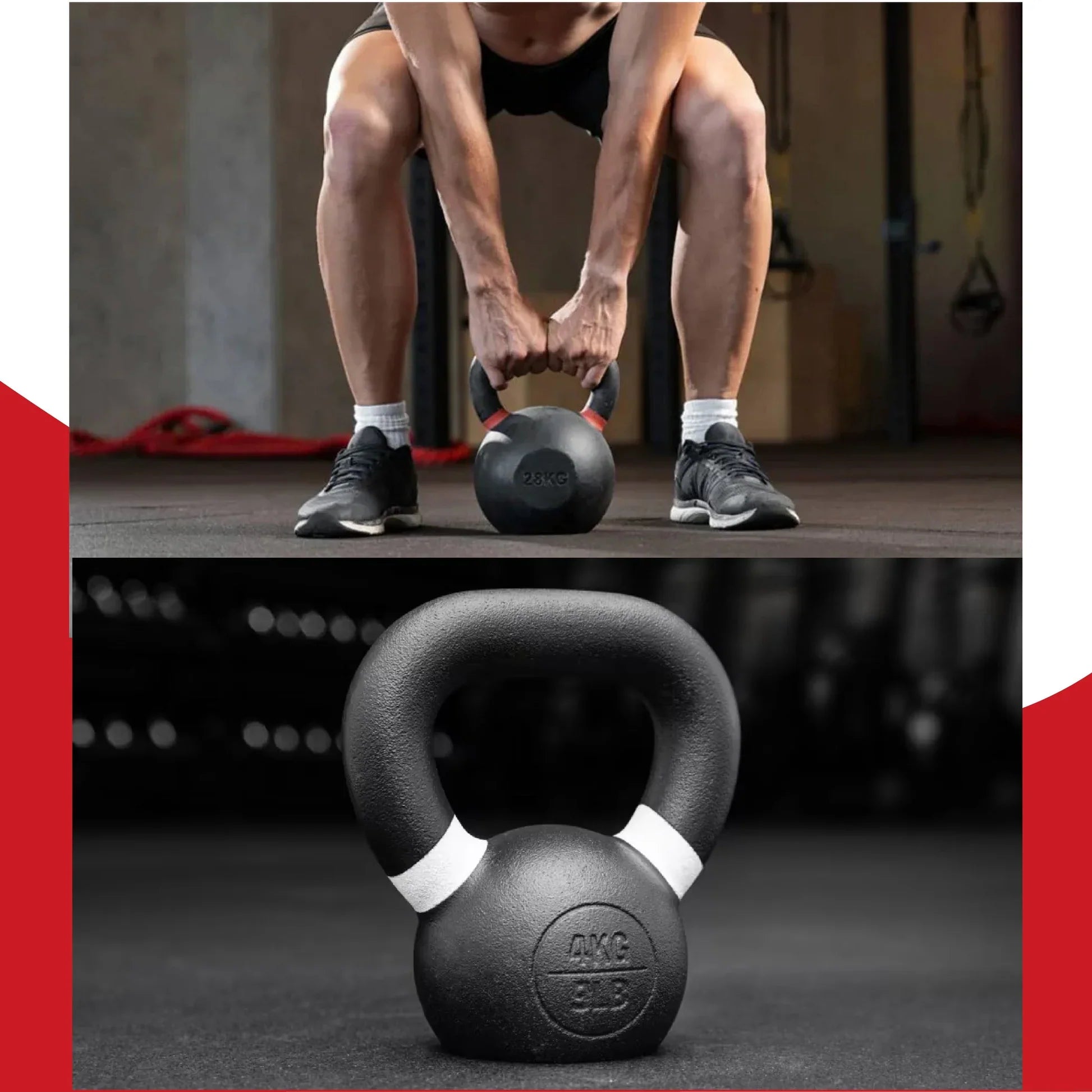 Ensemble de kettlebells en fonte – Fer massif, revêtement antirouille, prise ergonomique – Entraînement complet du corps pour la force et la puissance – Idéal pour les salles de sport à domicile