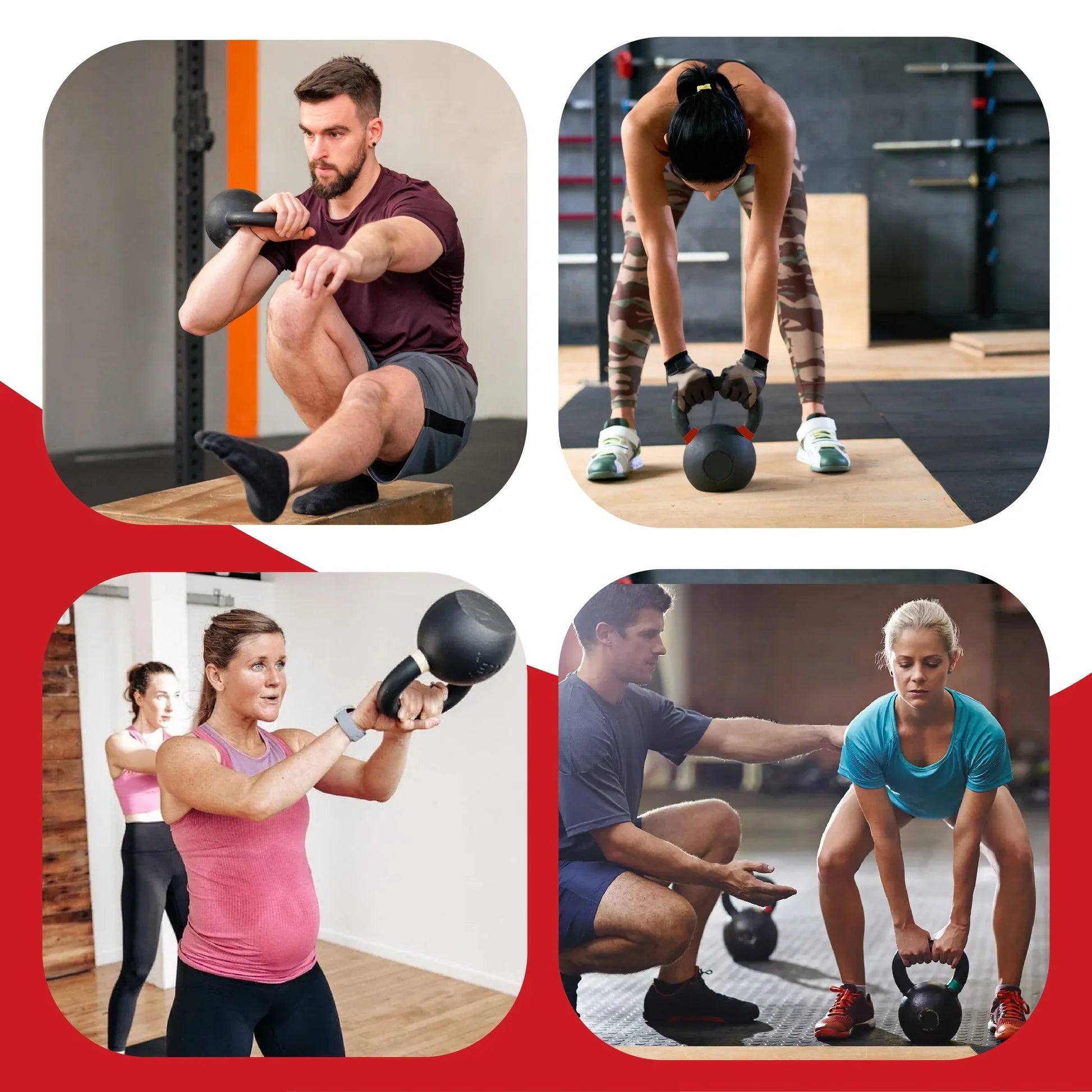 Ensemble de kettlebells en fonte – Fer massif, revêtement antirouille, prise ergonomique – Entraînement complet du corps pour la force et la puissance – Idéal pour les salles de sport à domicile