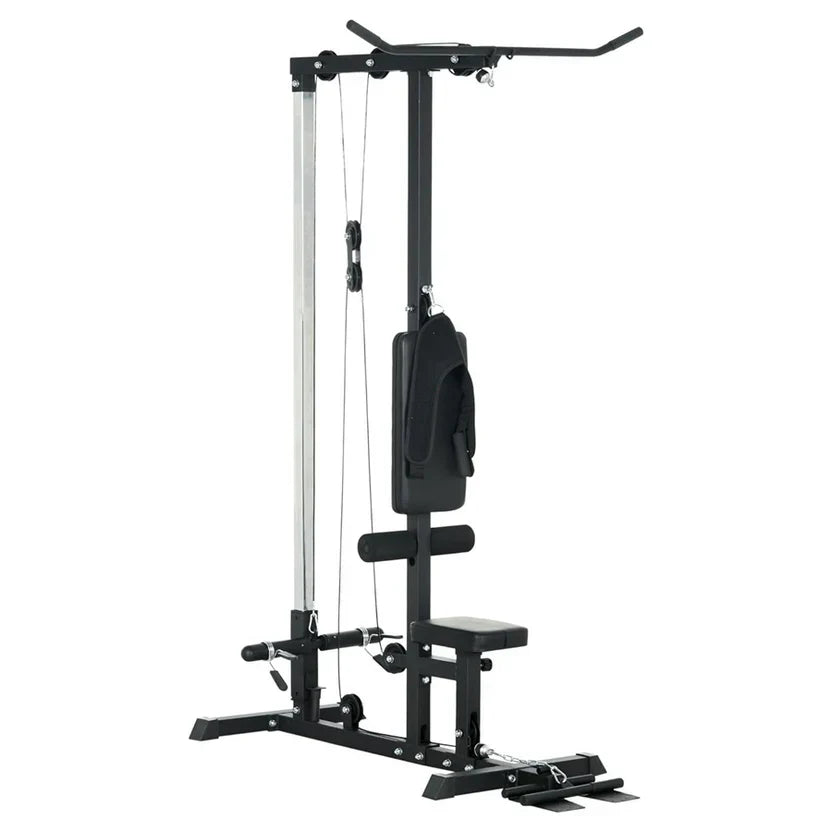Appareil LAT Pulldown – Station à câbles avec poulie haute et basse et siège réglable pour gym à domicile