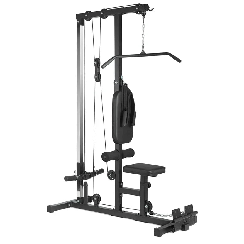 Appareil LAT Pulldown – Station à câbles avec poulie haute et basse et siège réglable pour gym à domicile