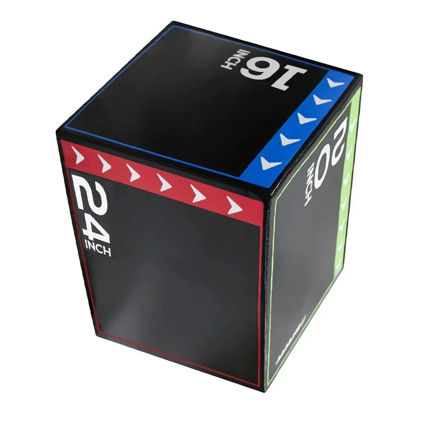 Boîte de saut plyométrique 3 en 1 en mousse souple avec revêtement en PVC antidérapant ¨C Hauteurs de 16/20/24 pouces pour l'entraînement de force et de saut à domicile