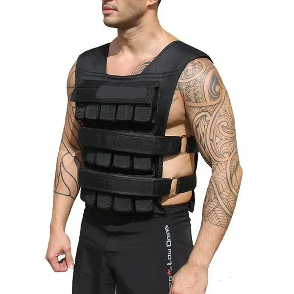 Gilet lesté réglable 30 kg – Tissu Oxford 600D, poids métalliques amovibles, bandes réfléchissantes – Musculation et cardio – Exercices à la maison et en extérieur