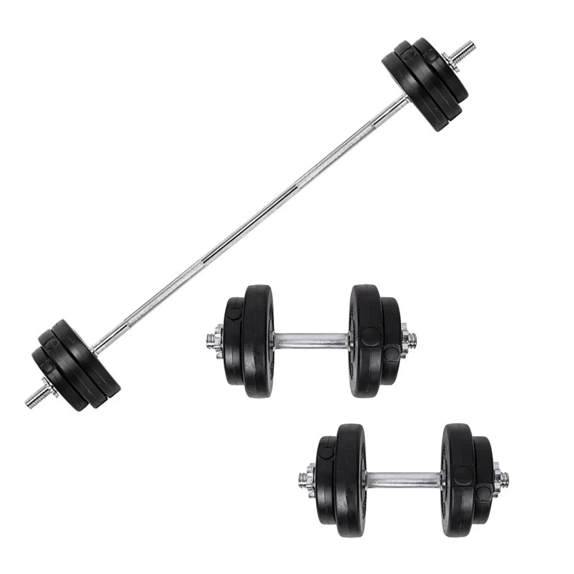 Kit d'haltères et de barres 2-en-1 réglables en fonte de 65 kg, poignées moletées, design anti-roulis - Entraînement de force complet pour salles de sport à domicile