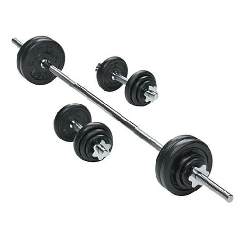 Kit d'haltères et de barres 2-en-1 réglables en fonte de 65 kg, poignées moletées, design anti-roulis - Entraînement de force complet pour salles de sport à domicile