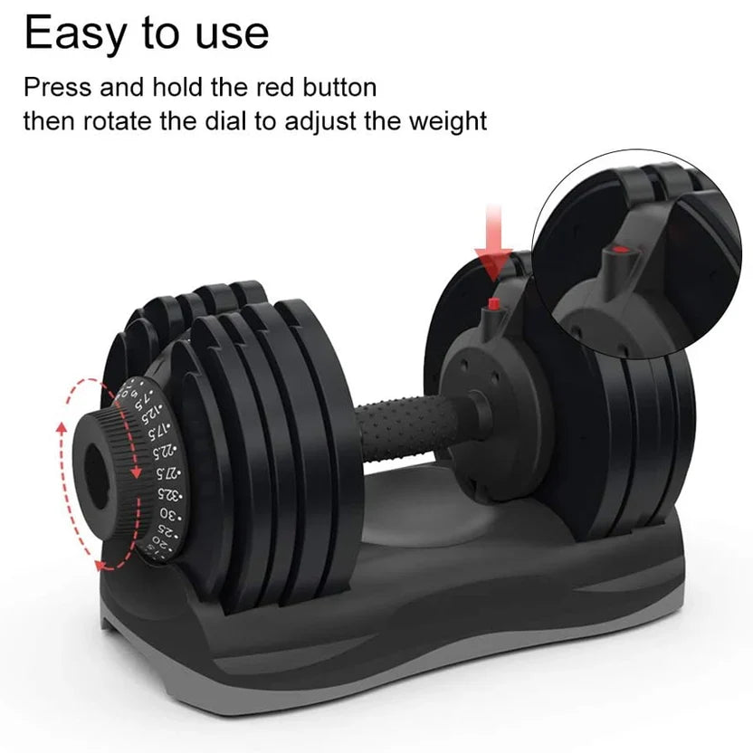 Ensemble d'haltères réglables - Paire de poids libres 12 en 1 allant de 5 kg à 32,5 kg chacun par paliers de 2,5 kg - Équipement de musculation peu encombrant pour gymnases à domicile