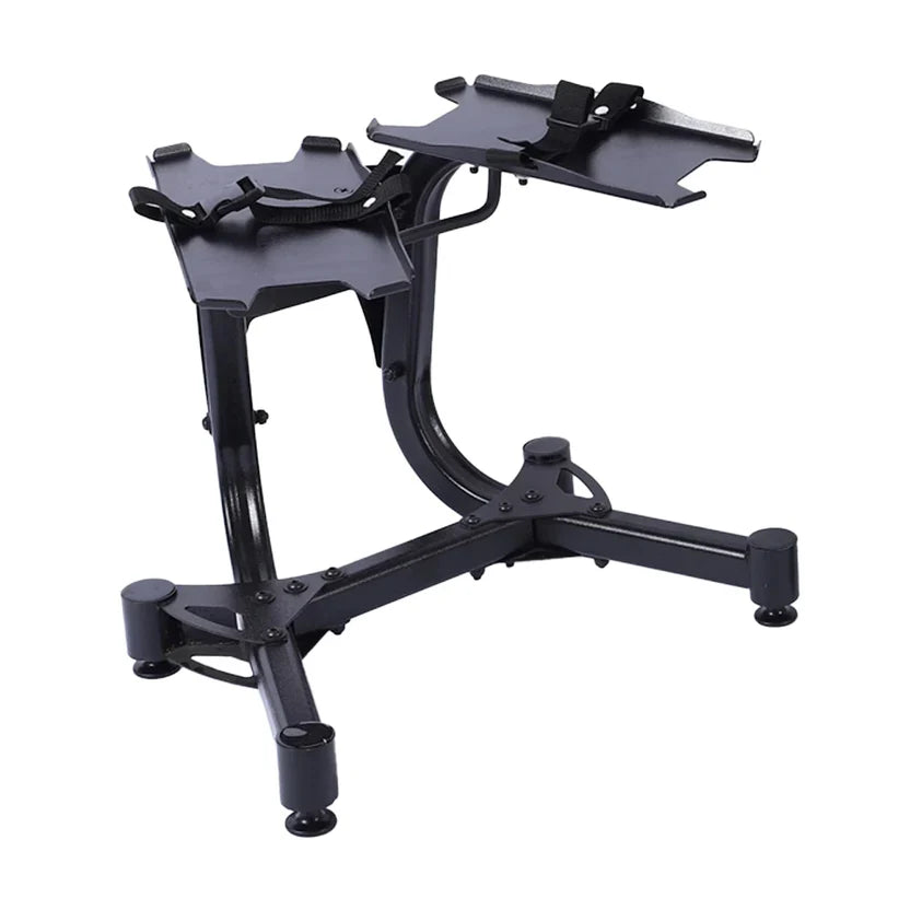 Support compact et réglable pour haltères | Haltères robustes de 24 kg/40 kg en option | Support peu encombrant avec ceinture de sécurité et support de cadran | Solution de rangement pour la salle de sport à domicile