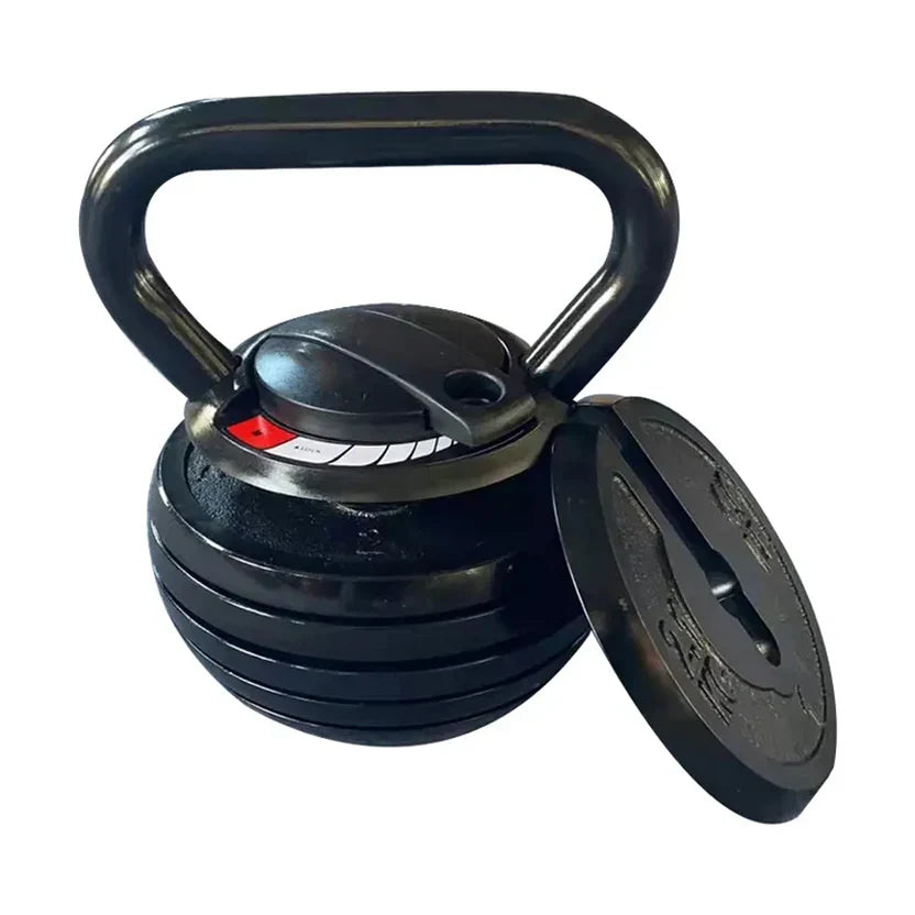 Kit d'haltères russes réglable 7-en-1 – De 3,4 kg à 18 kg, système de verrouillage rapide, poignée ergonomique, équipement de musculation compact pour l'entraînement à domicile