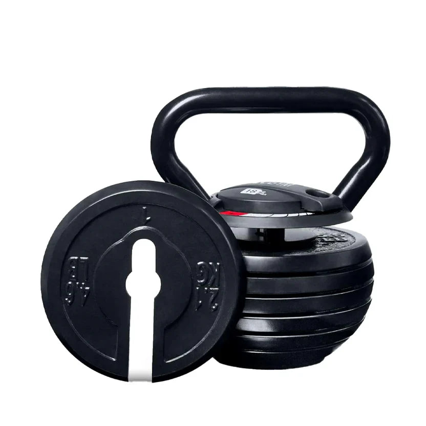 Kit d'haltères russes réglable 7-en-1 – De 3,4 kg à 18 kg, système de verrouillage rapide, poignée ergonomique, équipement de musculation compact pour l'entraînement à domicile