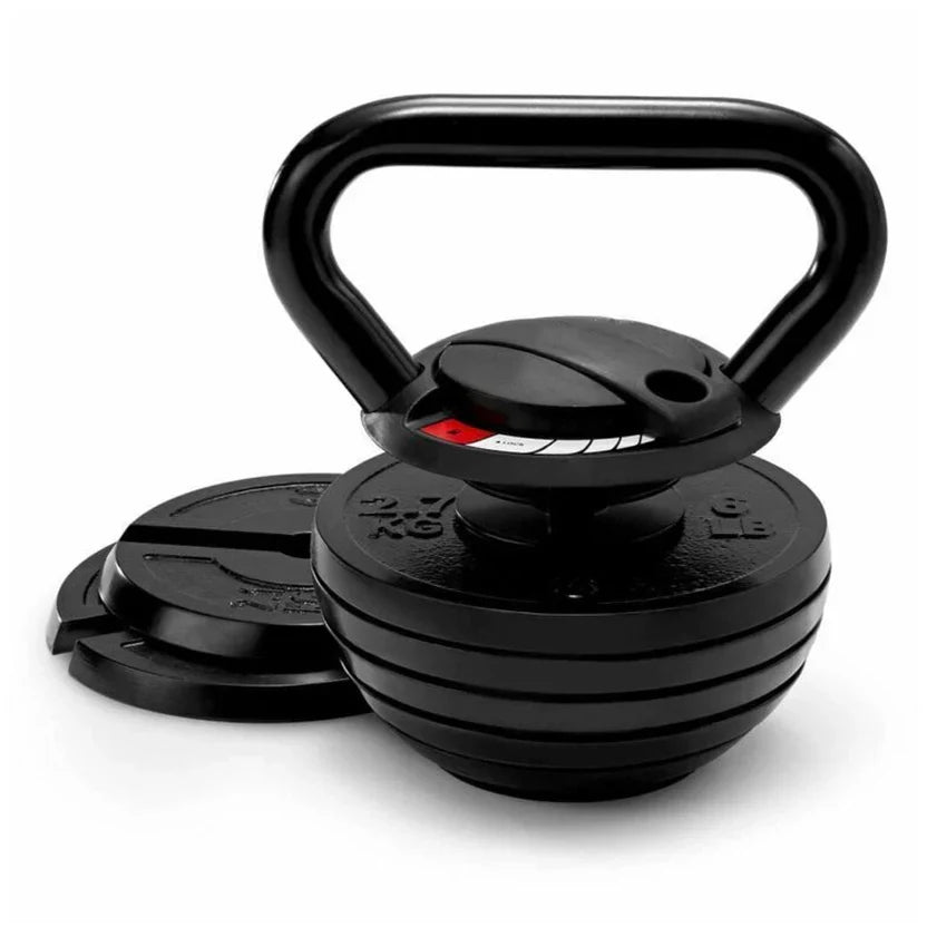 Kit d'haltères russes réglable 7-en-1 – De 3,4 kg à 18 kg, système de verrouillage rapide, poignée ergonomique, équipement de musculation compact pour l'entraînement à domicile