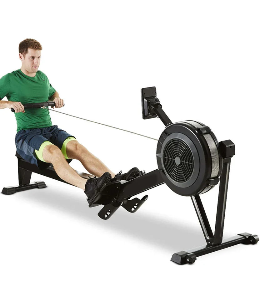 Rameur à Résistance à Air Réglable – Cadre en Aluminium Pliable, Rameur Silencieux à 10 Niveaux avec Écran Intelligent et Siège Ergonomique pour Fitness à Domicile