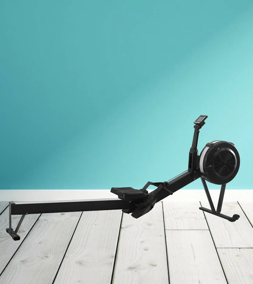 Rameur à Résistance à Air Réglable – Cadre en Aluminium Pliable, Rameur Silencieux à 10 Niveaux avec Écran Intelligent et Siège Ergonomique pour Fitness à Domicile