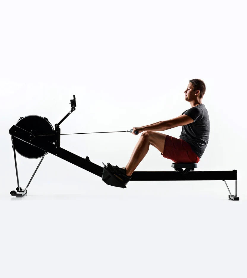 Rameur à Résistance à Air Réglable – Cadre en Aluminium Pliable, Rameur Silencieux à 10 Niveaux avec Écran Intelligent et Siège Ergonomique pour Fitness à Domicile