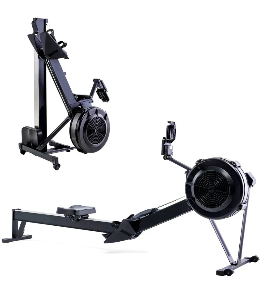 Rameur à Résistance à Air Réglable – Cadre en Aluminium Pliable, Rameur Silencieux à 10 Niveaux avec Écran Intelligent et Siège Ergonomique pour Fitness à Domicile