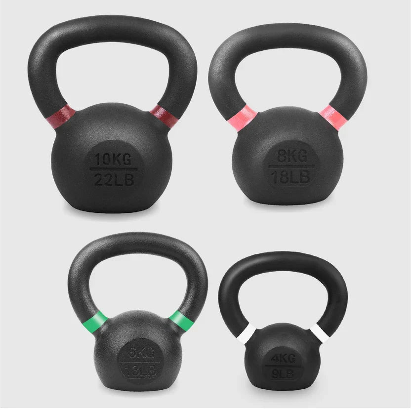 Ensemble de kettlebells en fonte – Fer massif, revêtement antirouille, prise ergonomique – Entraînement complet du corps pour la force et la puissance – Idéal pour les salles de sport à domicile