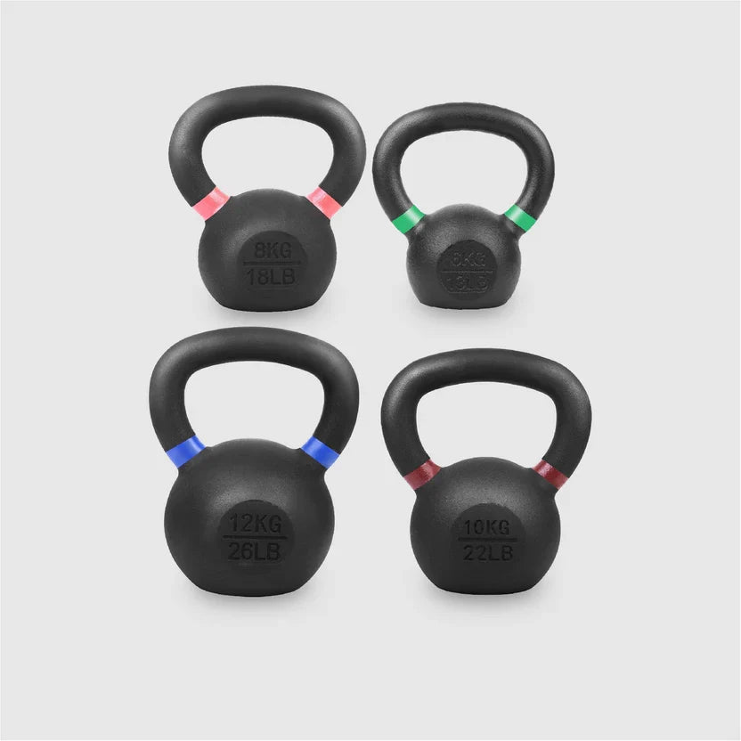 Ensemble de kettlebells en fonte – Fer massif, revêtement antirouille, prise ergonomique – Entraînement complet du corps pour la force et la puissance – Idéal pour les salles de sport à domicile