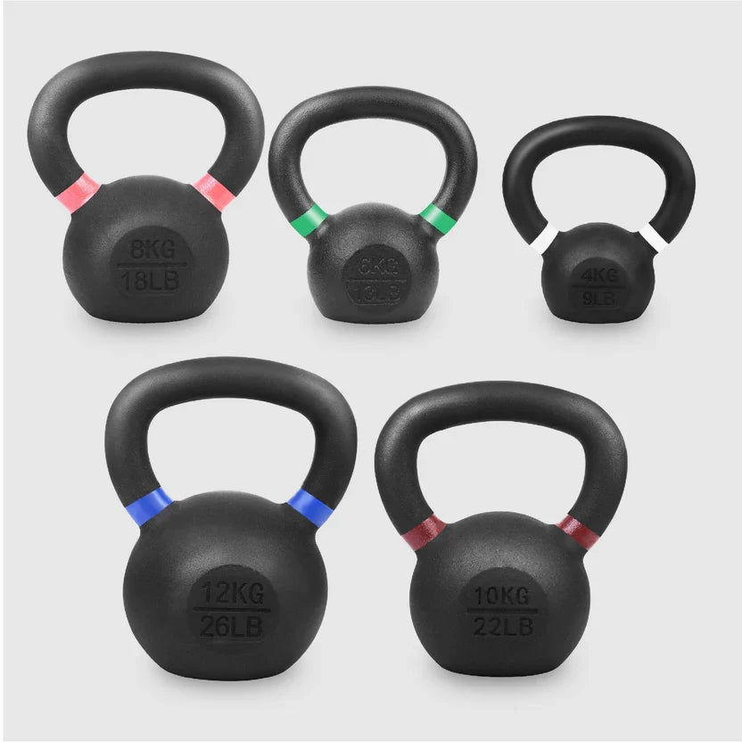 Ensemble de kettlebells en fonte – Fer massif, revêtement antirouille, prise ergonomique – Entraînement complet du corps pour la force et la puissance – Idéal pour les salles de sport à domicile