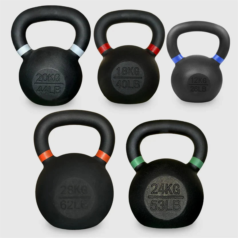 Ensemble de kettlebells en fonte – Fer massif, revêtement antirouille, prise ergonomique – Entraînement complet du corps pour la force et la puissance – Idéal pour les salles de sport à domicile