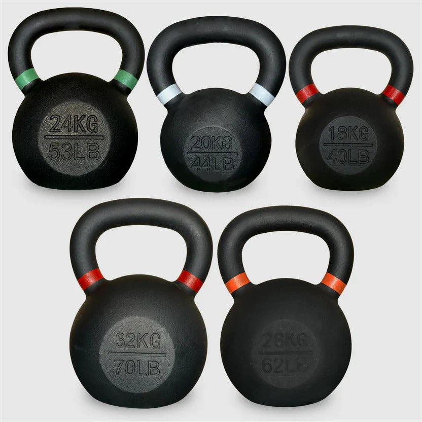 Ensemble de kettlebells en fonte – Fer massif, revêtement antirouille, prise ergonomique – Entraînement complet du corps pour la force et la puissance – Idéal pour les salles de sport à domicile