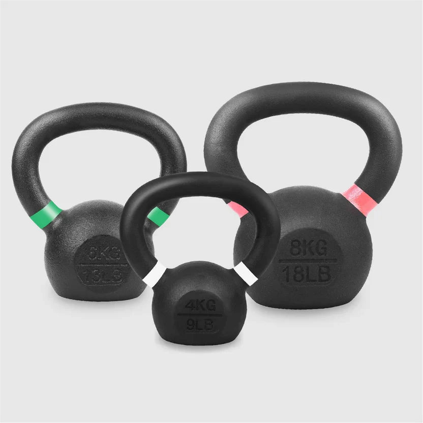 Ensemble de kettlebells en fonte – Fer massif, revêtement antirouille, prise ergonomique – Entraînement complet du corps pour la force et la puissance – Idéal pour les salles de sport à domicile