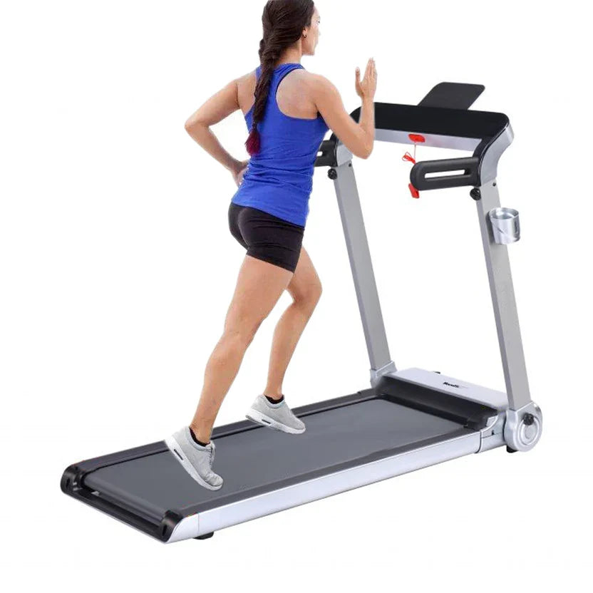 Tapis de course pliable compact 14 km/h – Écran LED – Tapis de marche amortissant pour salle de sport à domicile et petits espaces