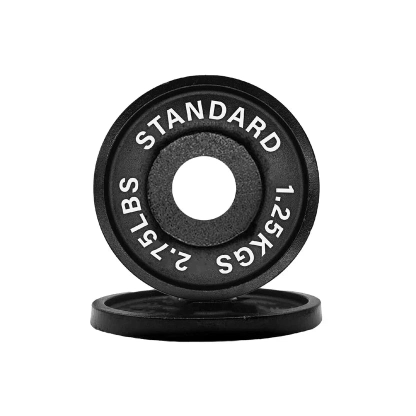 Poids en fonte – Disques olympiques noirs thermolaqués avec inserts en acier | Plaques robustes pour l'entraînement musculaire et la salle de sport à domicile | Ensembles disponibles