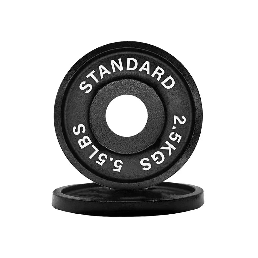 Poids en fonte – Disques olympiques noirs thermolaqués avec inserts en acier | Plaques robustes pour l'entraînement musculaire et la salle de sport à domicile | Ensembles disponibles