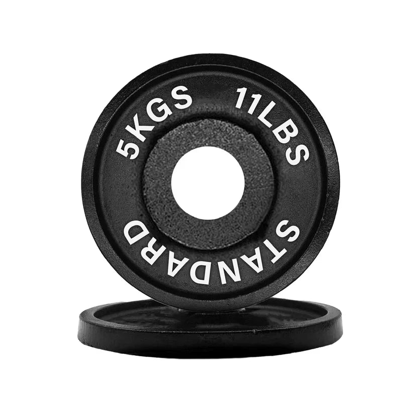 Poids en fonte – Disques olympiques noirs thermolaqués avec inserts en acier | Plaques robustes pour l'entraînement musculaire et la salle de sport à domicile | Ensembles disponibles