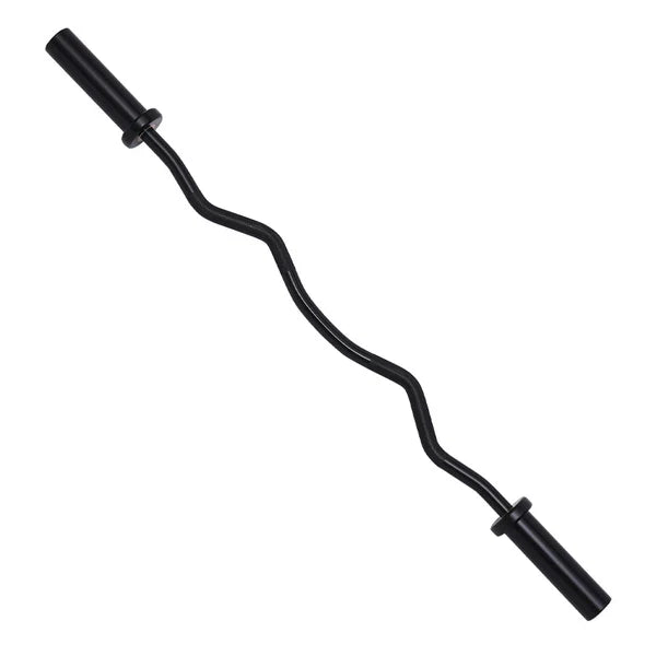Heavy Duty 47¡± Olympic EZ Curl Barbell ¨C Chrome Steel Curl Bar with Spring Collars | 500lb Capacity | Fits 2-Inch Plates | Ergonomic Grip for Strength Training in Home Gyms