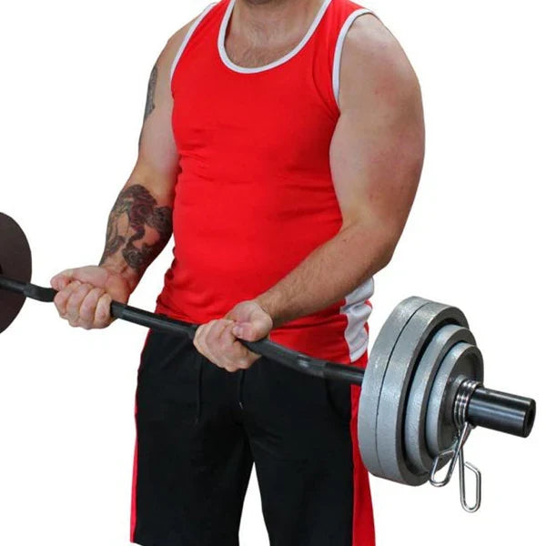 Heavy Duty 47¡± Olympic EZ Curl Barbell ¨C Chrome Steel Curl Bar with Spring Collars | 500lb Capacity | Fits 2-Inch Plates | Ergonomic Grip for Strength Training in Home Gyms
