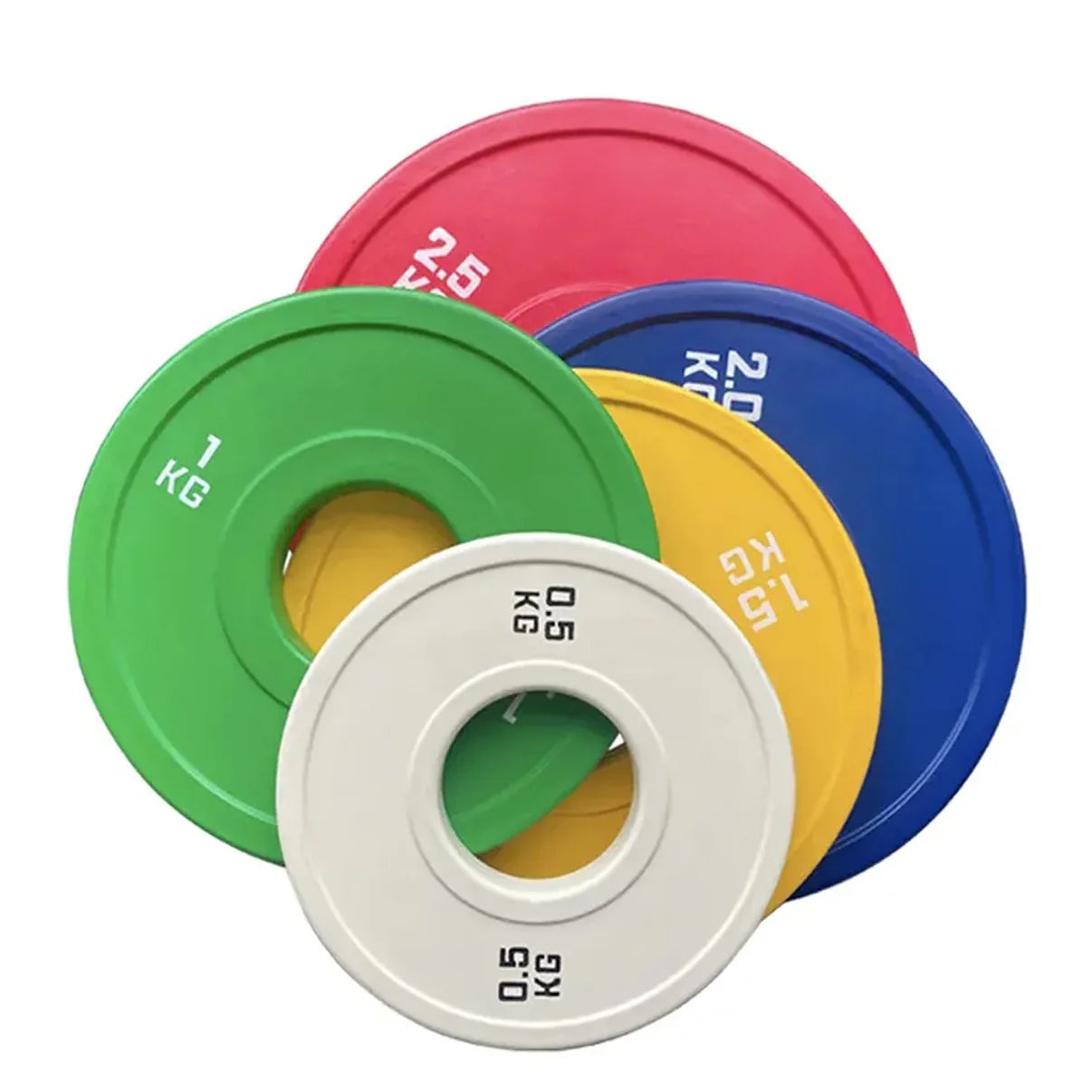 Disques de poids fractionnaires olympiques – Paires en acier revêtues de caoutchouc de 0,5 kg à 5 kg – Disques de micro-charge codés par couleur IWF pour un entraînement progressif à domicile