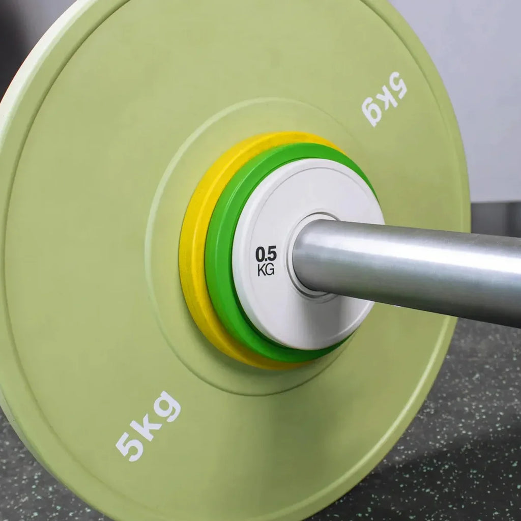Disques de poids fractionnaires olympiques – Paires en acier revêtues de caoutchouc de 0,5 kg à 5 kg – Disques de micro-charge codés par couleur IWF pour un entraînement progressif à domicile