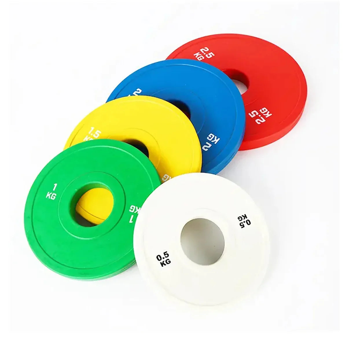 Disques de poids fractionnaires olympiques – Paires en acier revêtues de caoutchouc de 0,5 kg à 5 kg – Disques de micro-charge codés par couleur IWF pour un entraînement progressif à domicile