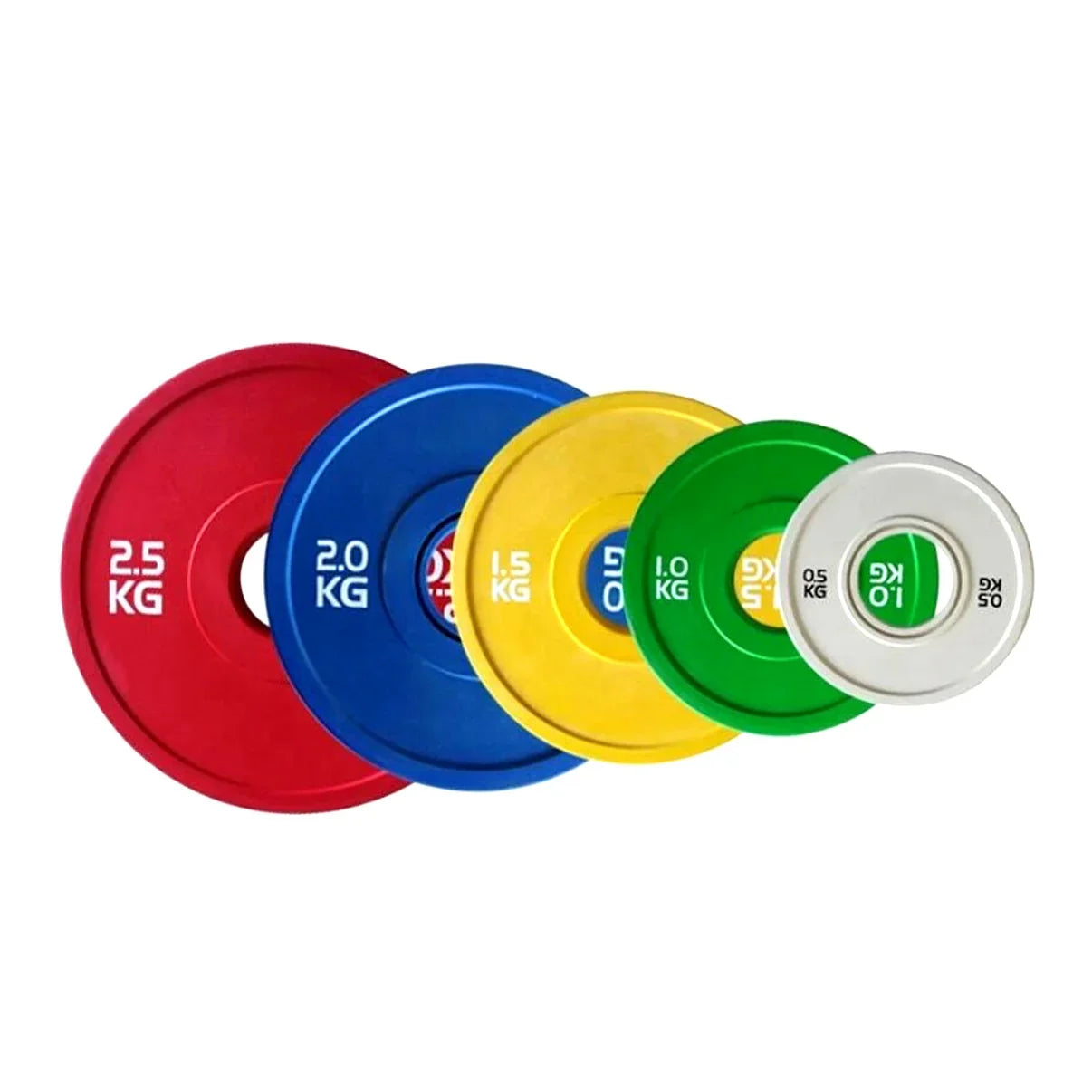 Disques de poids fractionnaires olympiques – Paires en acier revêtues de caoutchouc de 0,5 kg à 5 kg – Disques de micro-charge codés par couleur IWF pour un entraînement progressif à domicile