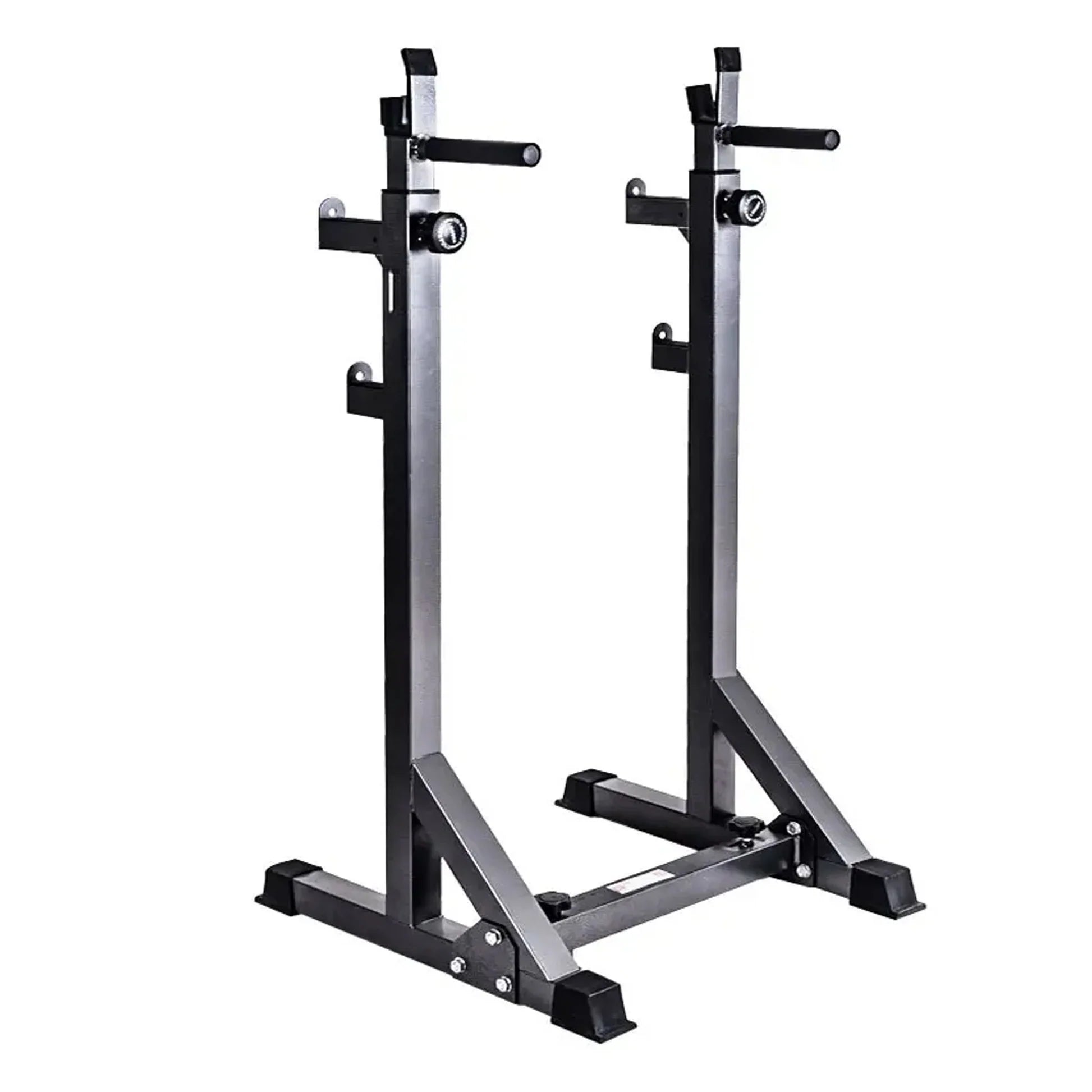 Rack de demi-squat réglable avec station de dips et barre de traction – Support d'entraînement en force en acier robuste pour salle de sport à domicile, bras de sécurité inclus
