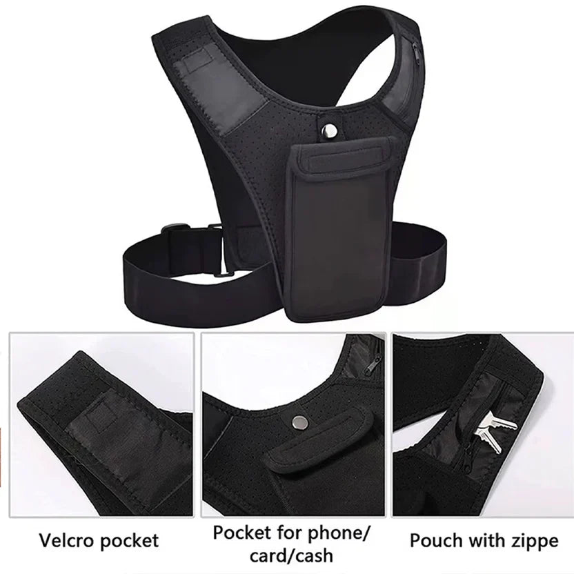Gilet d'hydratation léger et réglable avec support de téléphone et design réfléchissant haute visibilité pour la course de nuit et l'utilisation sur sentier