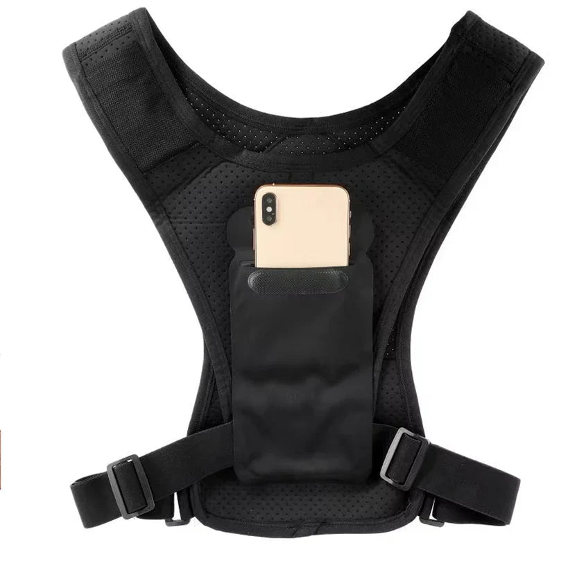 Gilet d'hydratation léger et réglable avec support de téléphone et design réfléchissant haute visibilité pour la course de nuit et l'utilisation sur sentier