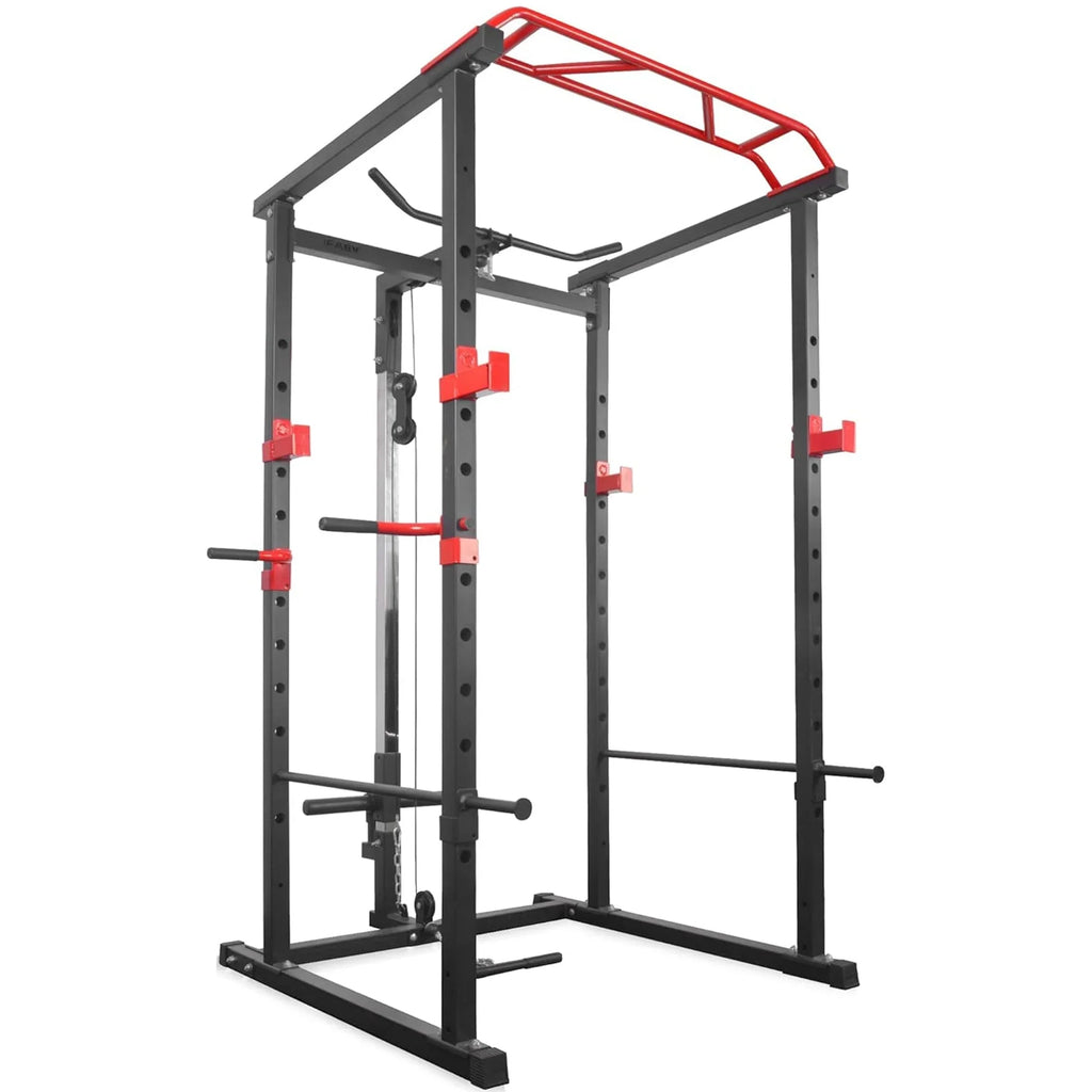 Rack de puissance ajustable Multi-Cage avec poulie à double câble et barre de traction – Station de musculation en acier robuste pour la remise en forme à domicile