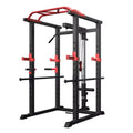 Rack de puissance ajustable Multi-Cage avec poulie à double câble et barre de traction – Station de musculation en acier robuste pour la remise en forme à domicile
