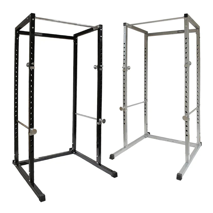 Rack de Puissance Réglable Robuste G100 avec Barre de Traction – Cadre en Acier Durable, Bras de Sécurité, Entraînement de Force pour Gymnases à Domicile Compacts (Noir)