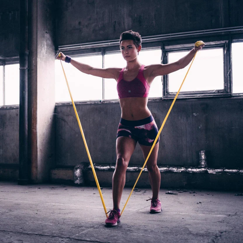 Ensemble de bandes de résistance ajustables ¨C 5 niveaux de bandes de fitness en latex pour le renforcement musculaire complet, le Pilates et le yoga ¨C Équipement de gym compact pour la maison