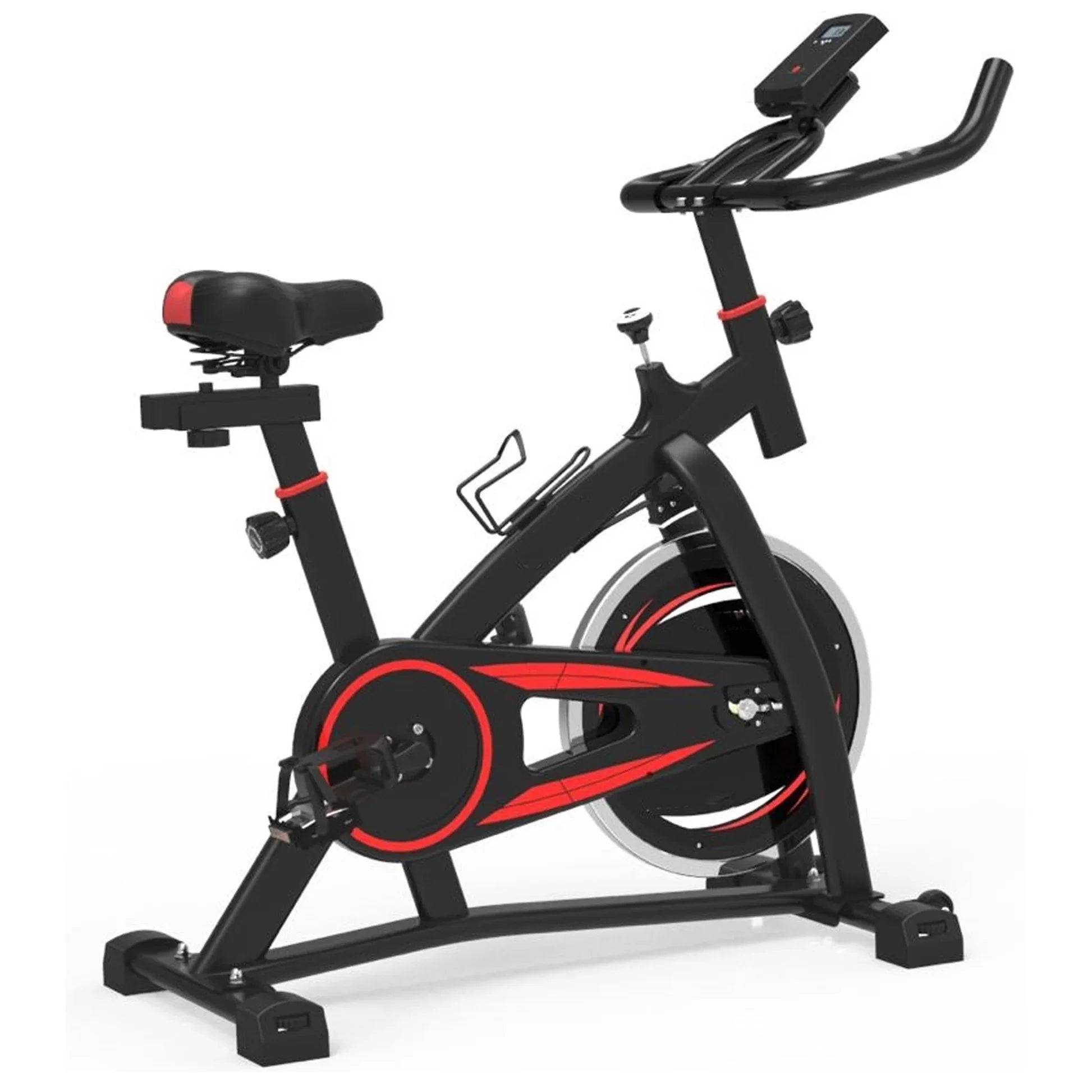 Vélo de biking silencieux avec cadre en acier, transmission par courroie silencieuse, écran LCD et support de tablette pour l'entraînement cardio en salle de sport à domicile