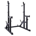 Support de squat et de développé couché réglable et robuste avec barres à dips – Cadre en acier renforcé, sécurités et supports d'haltères pour l'entraînement de force à domicile