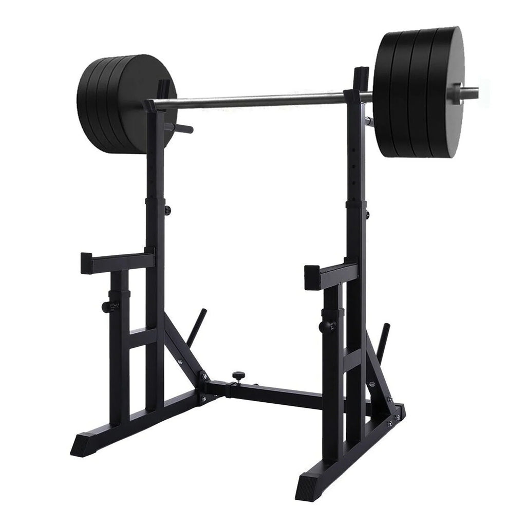 Rack Ajustable Robuste pour Squat et Développé Couché 2.0 – Capacité 400kg, 13 Niveaux de Hauteur, Poignées de Dips, Rangement pour Disques & Support pour Barre Olympique pour Entraînement à Domicile